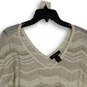 Womens White Gold Chevron Short Sleeve V-Neck Pullover Sweater Size M image number 3