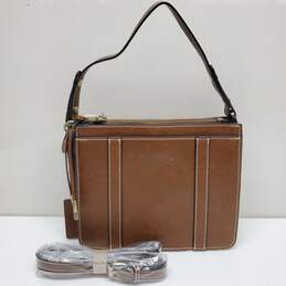Simply Noelle Brown Leather Satchel Crossbody Bag
