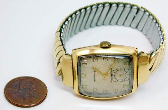 Men's Vintage Benrus 14K Gold Case 17 Jewels Shock Absorber Wrist Watch 42.0g image number 7