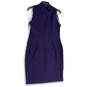Womens Blue High Neck Stretch Sleeveless Pullover Sheath Dress Size 10 image number 4