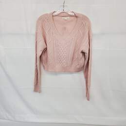 Aeropostale Light Pink Cotton Blend Cable Knit Cropped Sweater WM Size M NWT