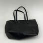 Womens Black Leather Signature Print Double Handle Shoulder Bag image number 3