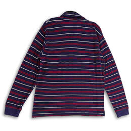 NWT Mens Blue Red Striped Spread Collar 1/4 Zip Long Sleeve Polo Shirt Sz L alternative image