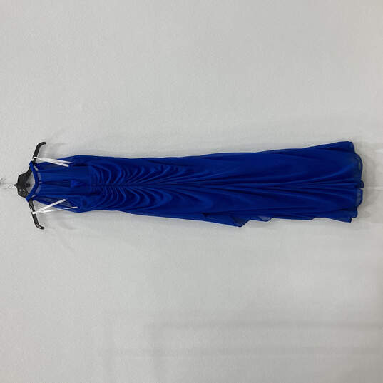 NWT Womens Blue Illusion Neckline Ruched Padded Bridesmaid Maxi Dress Sz 8 image number 2