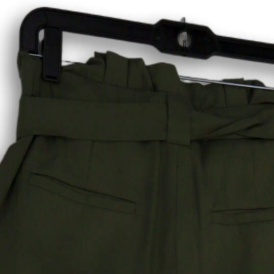 NWT Womens Green Tie Waist Pleated Front Pockets Paperbag Shorts Size 2 image number 4