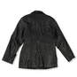 Womens Black Long Sleeve Collared Pockets Leather Jacket Size Large image number 4