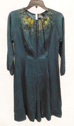 Cynthia Rowley Dark Green Silk Dress w/Sequins Size 0