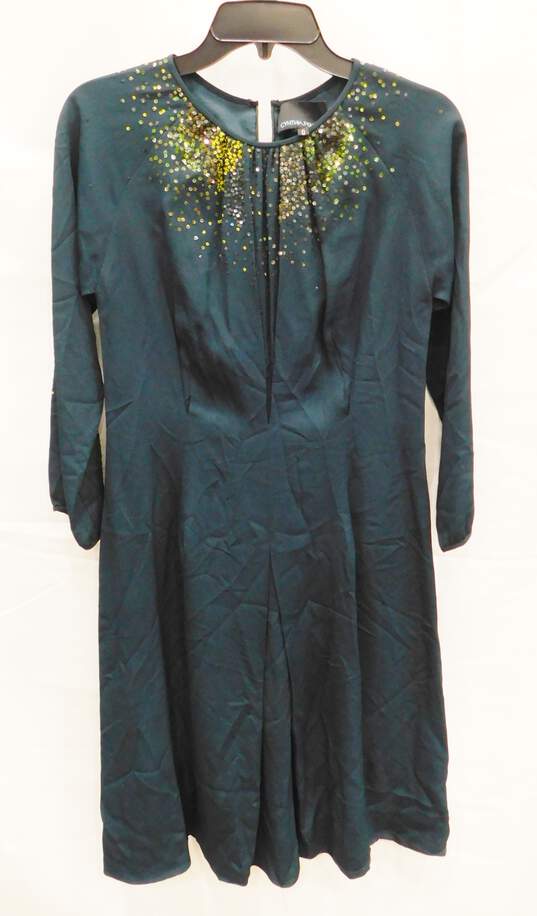 Cynthia Rowley Dark Green Silk Dress w/Sequins Size 0 image number 1