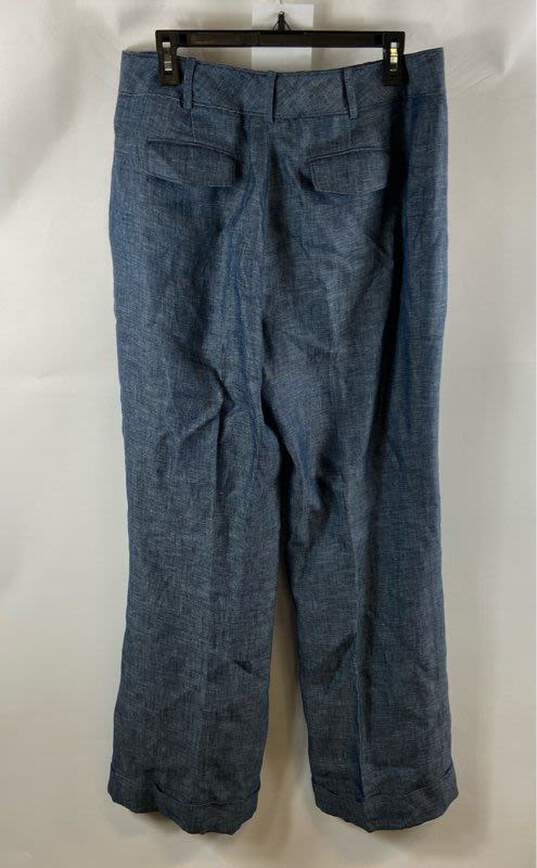 NWT Brooks Brothers Womens Blue 346 Flat Front Linen Straight Dress Pants Sz 12 image number 2
