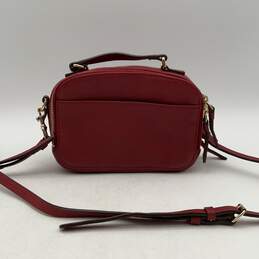 Dooney & Bourke Womens Red Gold Leather Adjustable Strap Zipper Crossbody Bag alternative image