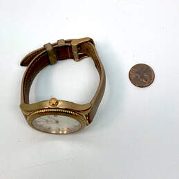 Designer Fossil BQ3185 Gold-Tone Leather Strap Round Dial Analog Wristwatch