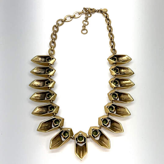 Designer J. Crew Gold-Tone Rhinestone Fashion Chain Statement Necklace image number 2