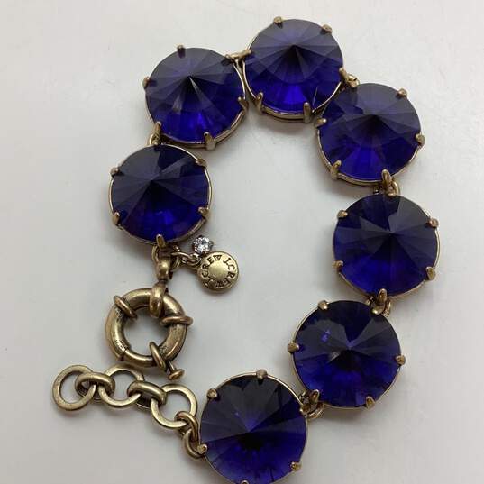 Designer J. Crew Gold-Tone Chunky Crystal Cut Fashionable Tennis Bracelet image number 3