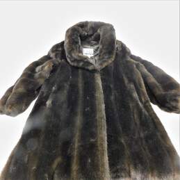 Vintage Women's Faux Mink Fur Brown Full Length Coat Size Large