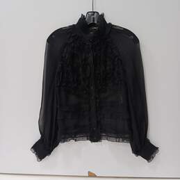 Blumarine Sheer Black Long Sleeve Blouse Size I42 D36