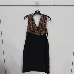Women's Black Back Zip Layered Lace V-Neck Sleeveless Midi Dress Size 14 alternative image