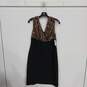 Women's Black Back Zip Layered Lace V-Neck Sleeveless Midi Dress Size 14 image number 2