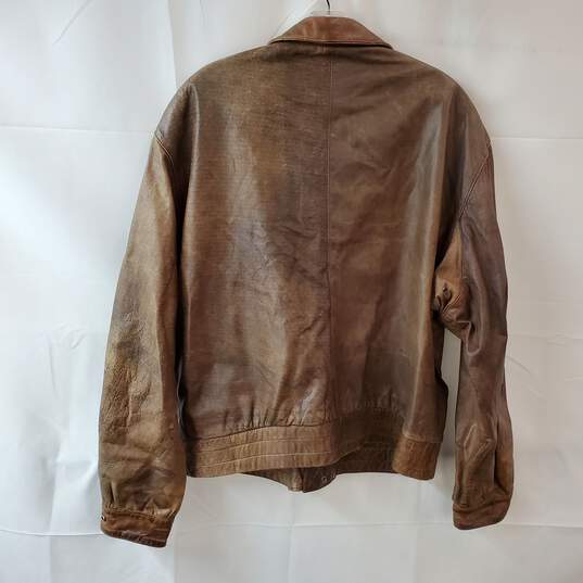 Size XL Brown Leather Zipper Front Coat image number 2