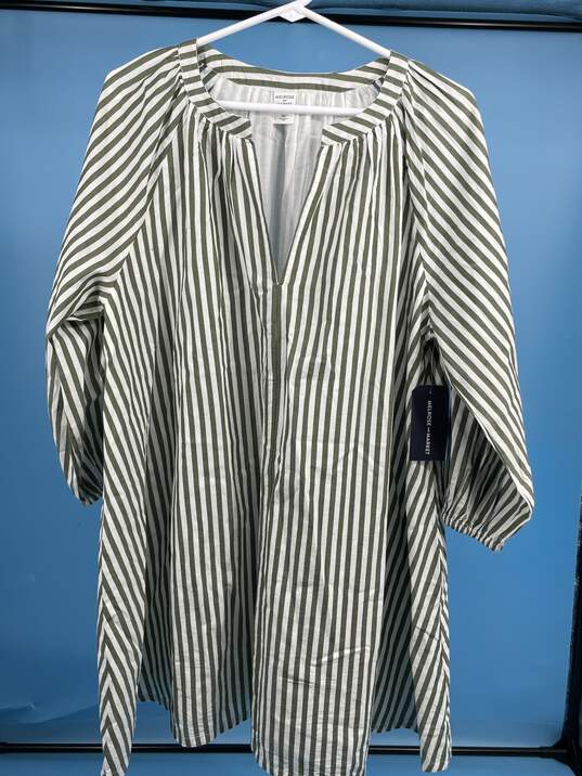 Melrose & Market Womens Green White Striped Mini Dress Size M T-0542973-H image number 1