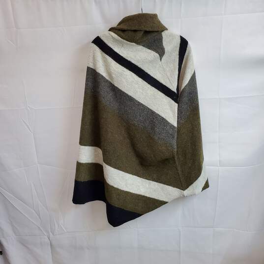 Tabitha Green & Ivory Striped Wool Blend Pullover Shawl WM Size L NWT image number 2