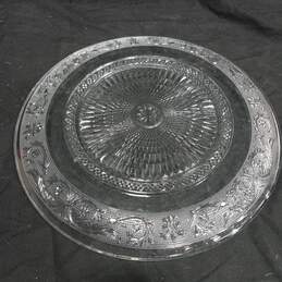 Vintage Sandwich Glass Clear Plate Cake Plate alternative image