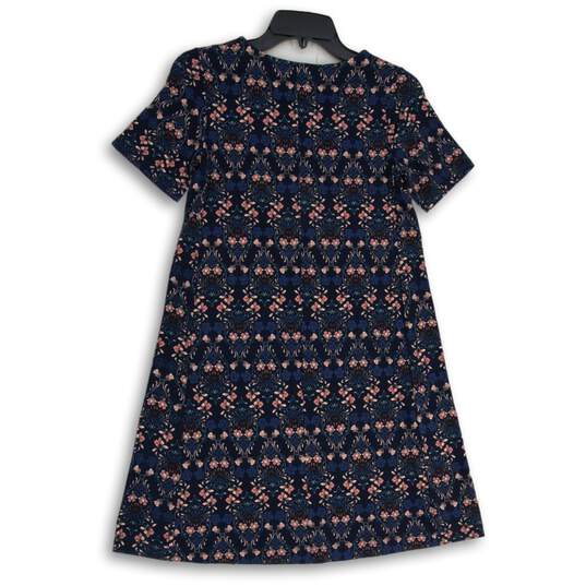 NWT Womens Blue Floral Round Neck Short Sleeve Pullover A-Line Dress Size XXSP image number 2