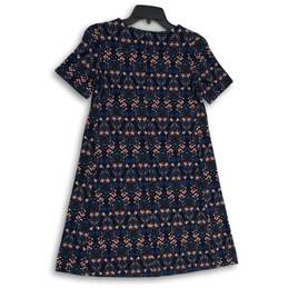 NWT Womens Blue Floral Round Neck Short Sleeve Pullover A-Line Dress Size XXSP alternative image