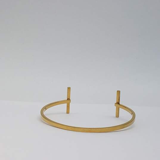Michael Kors Gold Tone Crystal 5 1/2 Inch Cuff Bracelet 6.5g image number 6