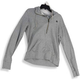 Womens Gray Long Sleeve Kangaroo Pocket 1/4 Zip Pullover Hoodie Size XL