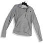 Womens Gray Long Sleeve Kangaroo Pocket 1/4 Zip Pullover Hoodie Size XL image number 1