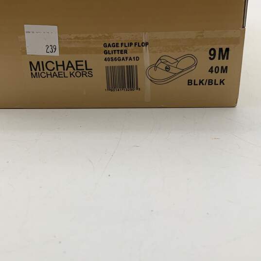 IOB Michael Kors Womens Black Gage Glitter Platform Heel Flip Flop Sandals Sz 9 image number 5