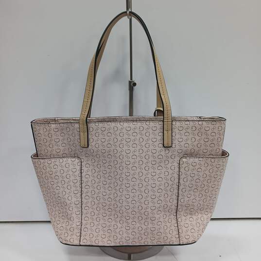 Guess Pale Pink Monogram Tote Bag with Side Pockets image number 2
