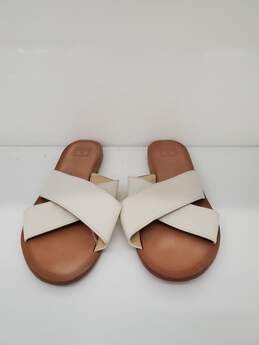 Women Frye Ruth Criss Cross Leather Flat Sandals Size-8.5 Used