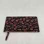 Womens Black Leather Pockets Crossbody Bag Purse With Rose Floral Wallet image number 2