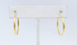 18K Ridged Yellow Gold Classic Hoop Earrings 3.8g alternative image