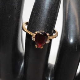 14K Yellow Gold Garnet Diamond Accent Ring Size 6.25 - 2.6g