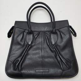 BCBGMAXAZRIA Black Pleated Leather Handbag alternative image