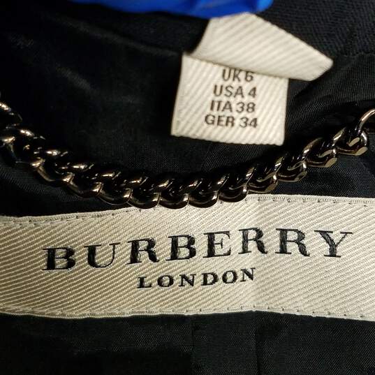 Burberry Black Wool Blazer Jacket Women's Size 4 image number 3
