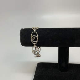 Designer Brighton Silver-Tone Rock And Scroll Engraved Link Chain Bracelet