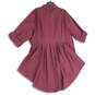 NWT Womens Purple Pleated Roll Tab Sleeve Hi Low Hem Blouse Top Size 26 image number 2