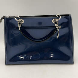 Womens Blue Inner Pockets Detachable Strap Bottom Stud Shoulder Bag