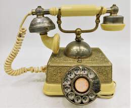 Vintage Brass Tone French Style Rotary Dial Telephone