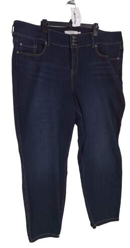 Womens Blue Solid Coin Pocket Straight Leg Zip Denim Jeans Size 4X alternative image