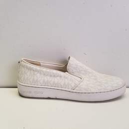 Michael Kors Keaton Signature White Canvas Slip On Sneakers Shoes Women's Size 7 M