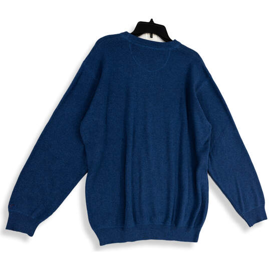 NWT Mens Blue Knitted Long Sleeve Crew Neck Pullover Sweater Size XL image number 2