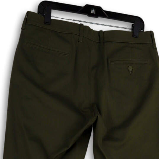Mens Green Flat Front Straight Leg Slash Pockets Dress Pants Size W32 L30 image number 4