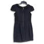 Womens Black Short Cap Sleeve Sequins Round Neck Back Zip Mini Dress Size 6 image number 2