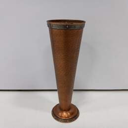 Hammered Heavy Copper Vase 12x4