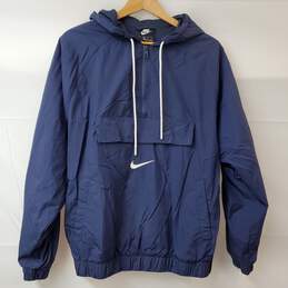 Nike Navy Blue Pullover 1/4 Zip Hooded Nylon Jacket Men's M
