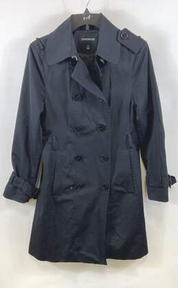 London Fog Womens Navy Blue Pockets Adjustable Long Sleeve Trench Coat Size S
